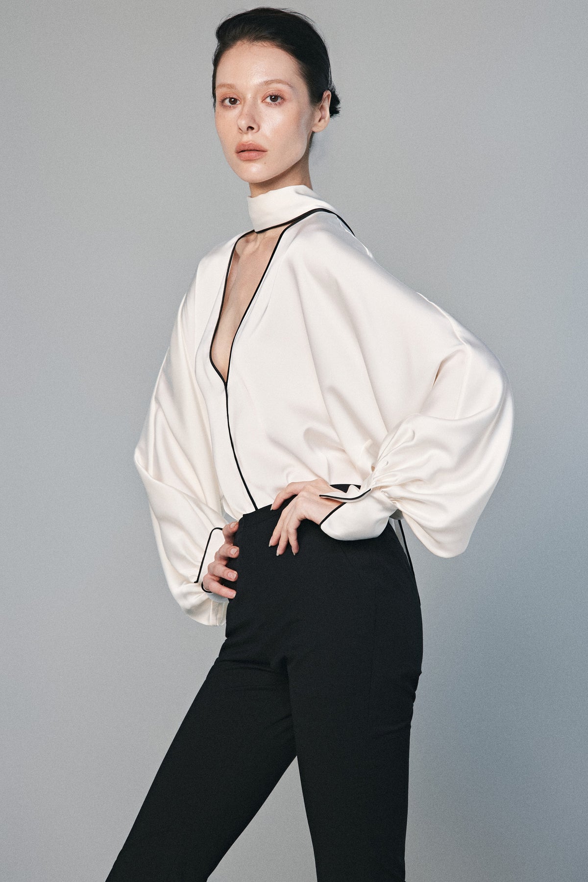 Leisure Black-trimmed Silk Blouse | 04-leisure-black-trimmed-silk-blouse