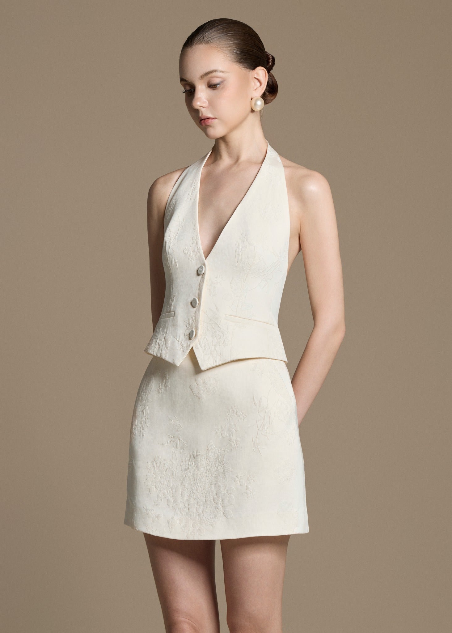Harmony Brocade Halter Vest — HUONG