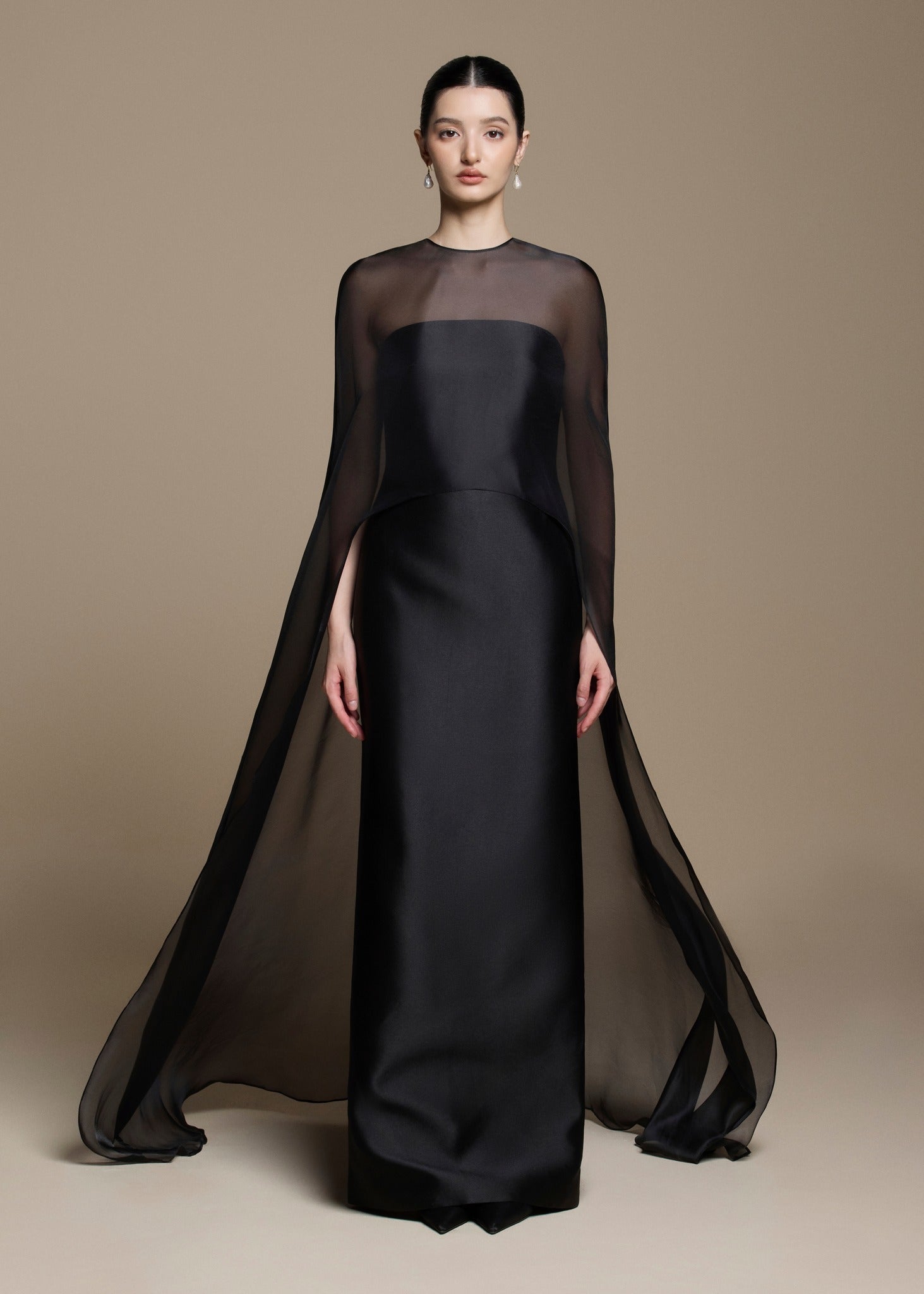 Lynette Taffeta Dress with Silk Cape — HUONG S
