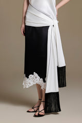 Black Stream-lined Silk Scarf