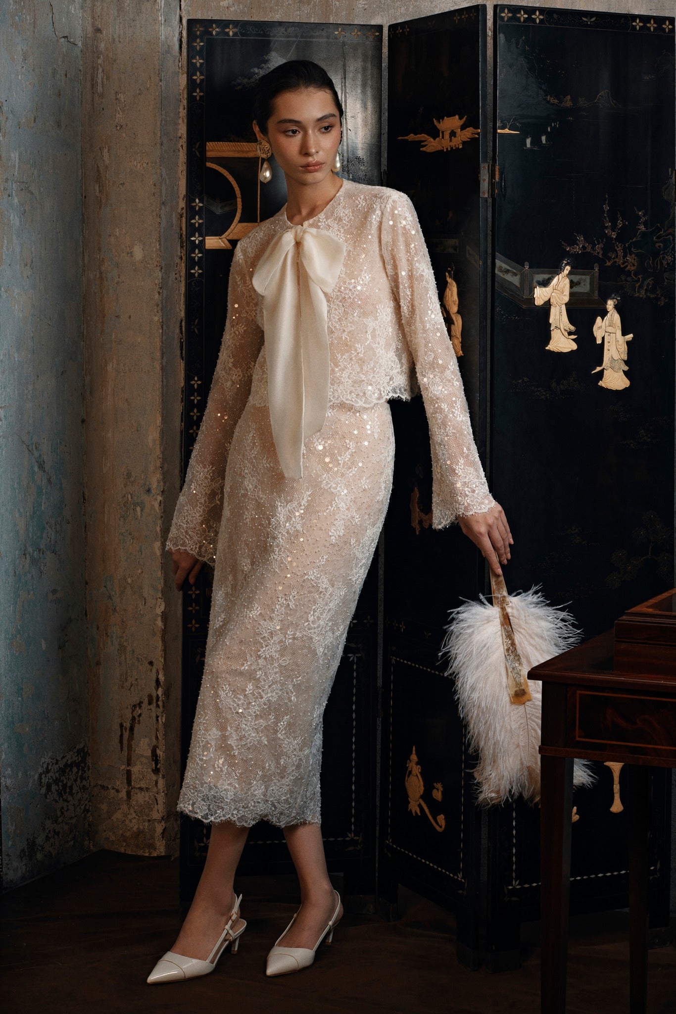 chinese dress ladies Shimmer Lace Skirt