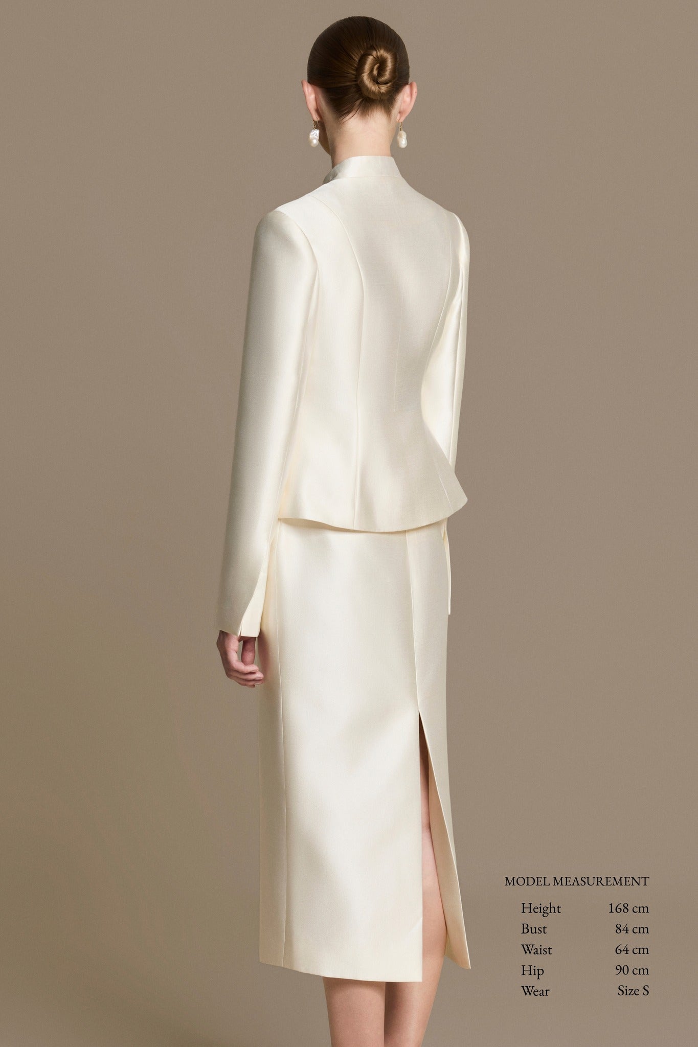Blanc Taffeta Midi-skirt