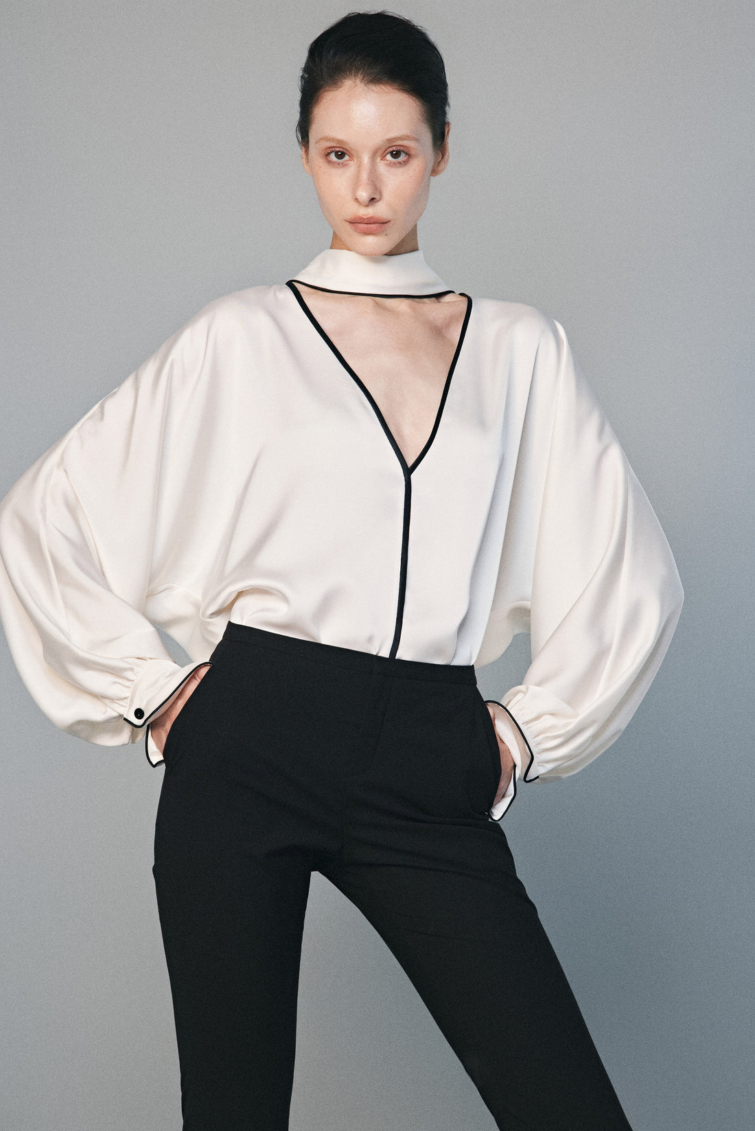 Leisure Black-trimmed Silk Blouse | 02-leisure-black-trimmed-silk-blouse