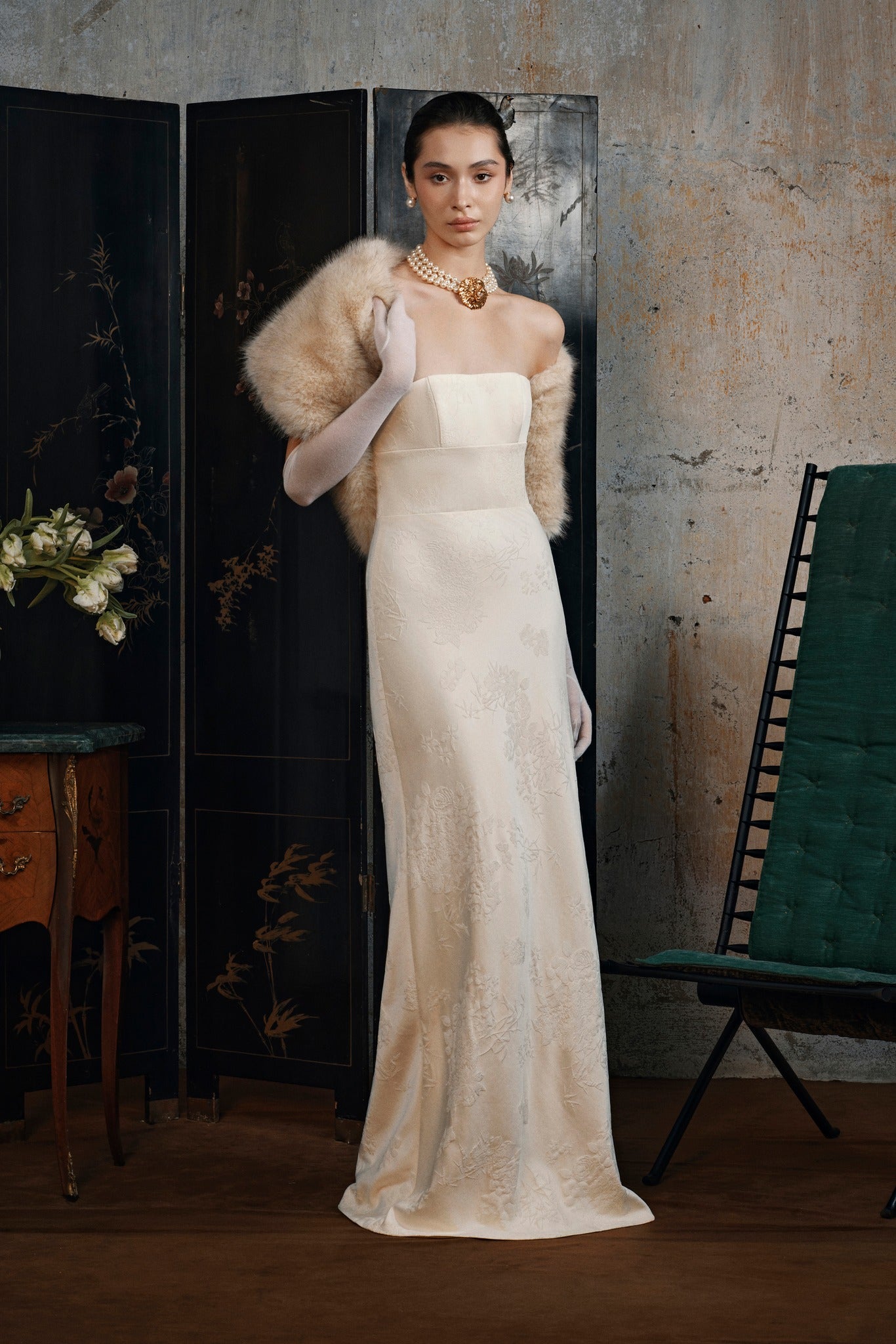 Fluid Brocade Dress S